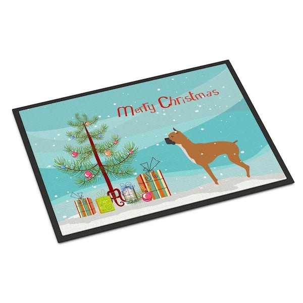 Carolines Treasures Boxer Merry Christmas Tree Indoor or Outdoor Mat 18x27 BB2971MAT - main